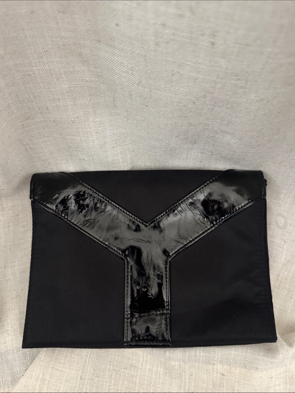 Authentic YSL Yves Saint Laurent Black Cosmetic Travel Bag Built in Mirror